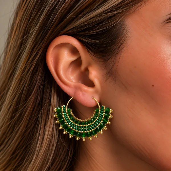 Miyuki gold earrings emerald model stone collection img model2 - 9 Miyuki gold earrings emerald model stone collection img model2