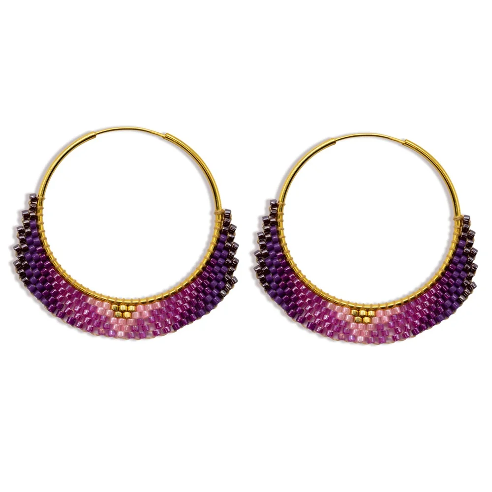 18k gold miyuki orchid hoop earrings angel - 18 18k gold miyuki orchid hoop earrings angel
